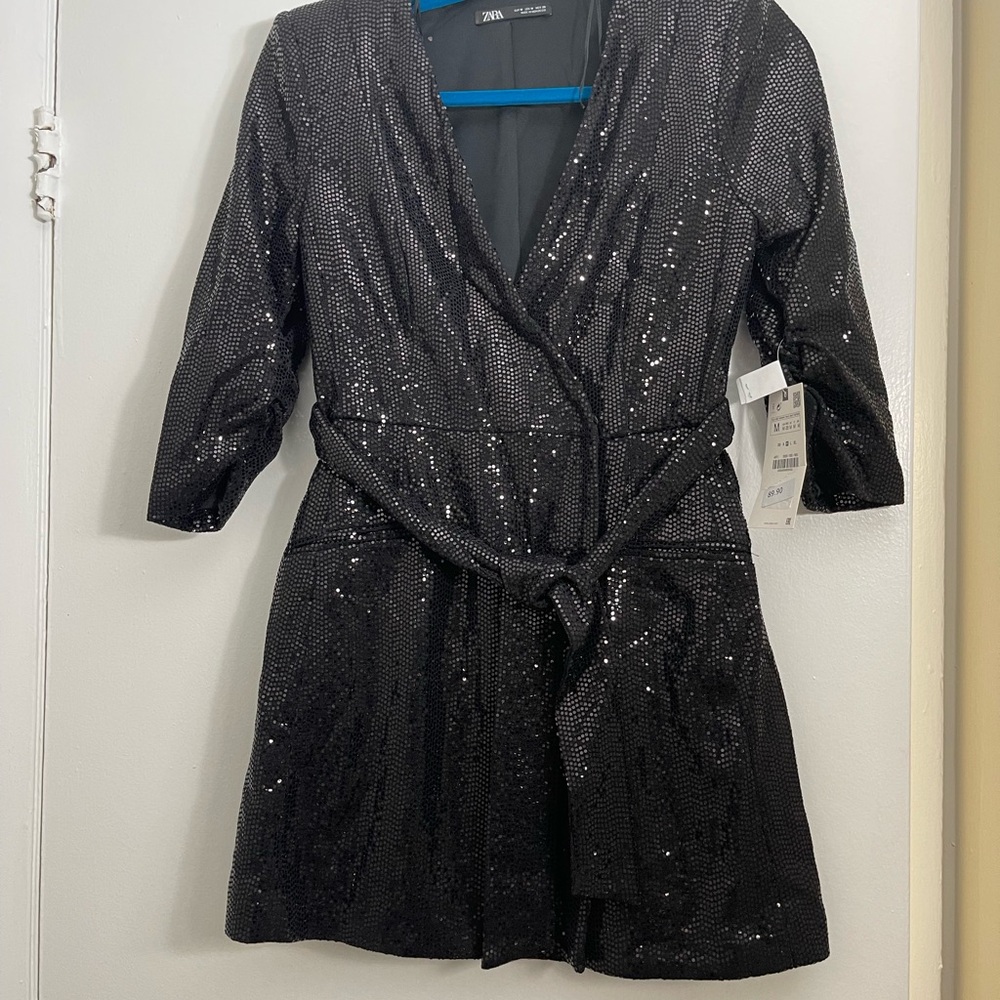 Zara Sparkling Black Sequin Dress